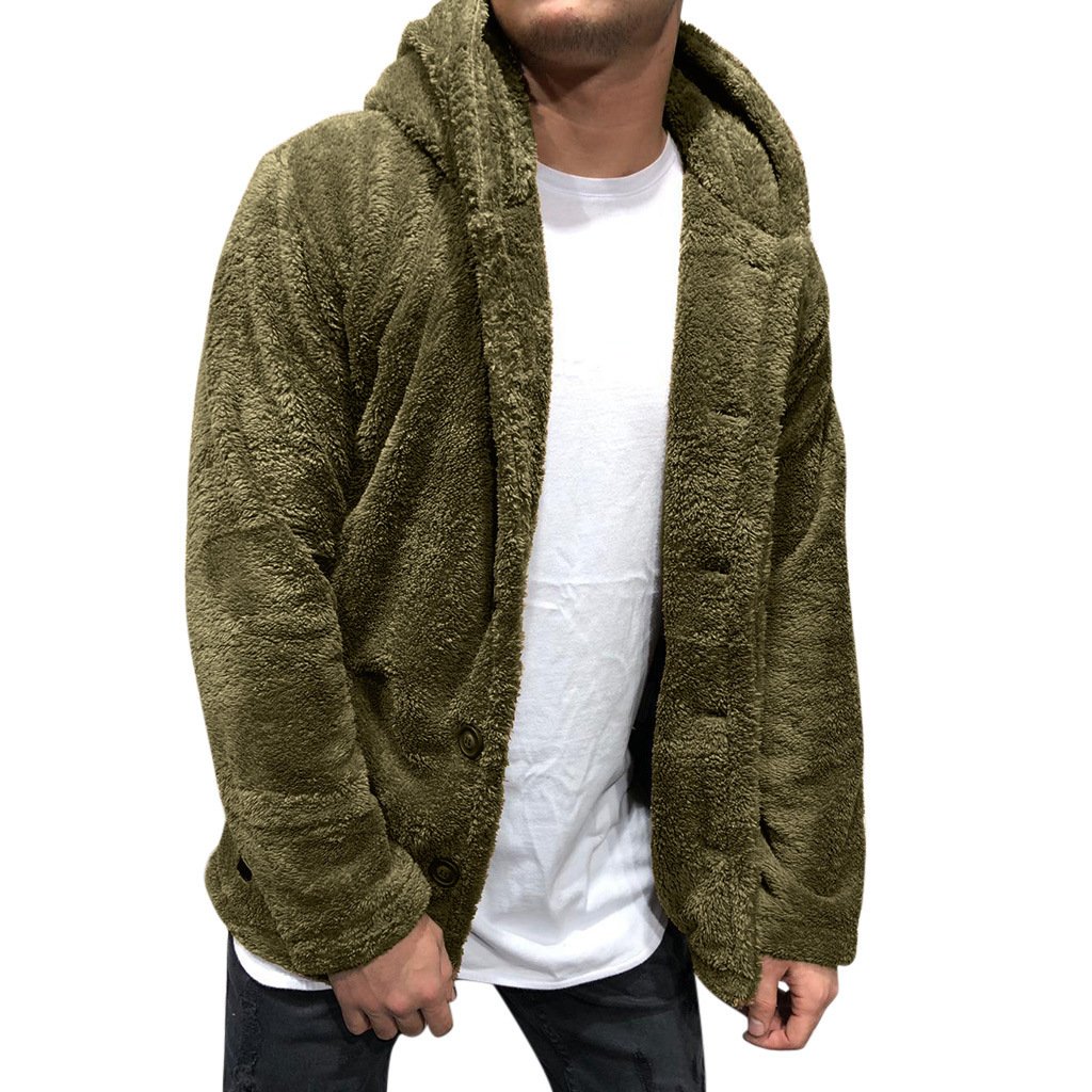 Moška enobarvna jakna s kapuco iz kašmirja